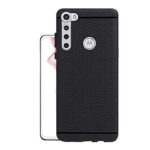 HELLO ZONE Exclusive Dotted Matte Finish Soft Rubberised Back Case Cover for Motorola Moto One Fusion Plus� - Black