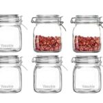 Vasukie Glass Jars with Airtight Lids Wide Mouth Storage Canister Jars Kitchen Storage Buckle Lid Canning Jar Dry Food Storage Pasta Spice Beans Flour (4)