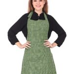 GLUN® Waterproof Unisex Kitchen Apron with Center Pocket and Adjustable Neck Belt with Metal Buckle (PACK OF 1) (Green Check)