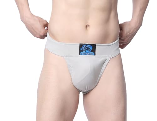Gym Supporter Cotton Hernia Supporter with Cup Pocket Athletic Fit Brief Multi Sports Underwear Outdoor Inner and Wear Medical Supporter Grey (XXL)