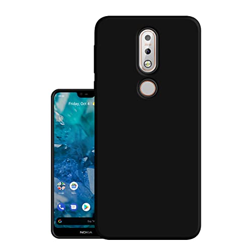 HELLO ZONE Exclusive Matte Finish Soft Back Case Cover for Nokia 7.1 - Black