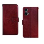 Inktree Motorola G34 5G Flip Cover | Premium Leather Finish Flip Cover | with Card Pockets | Wallet Stand |Complete Protection Flip Cover for Motorola G34 5G - Brown