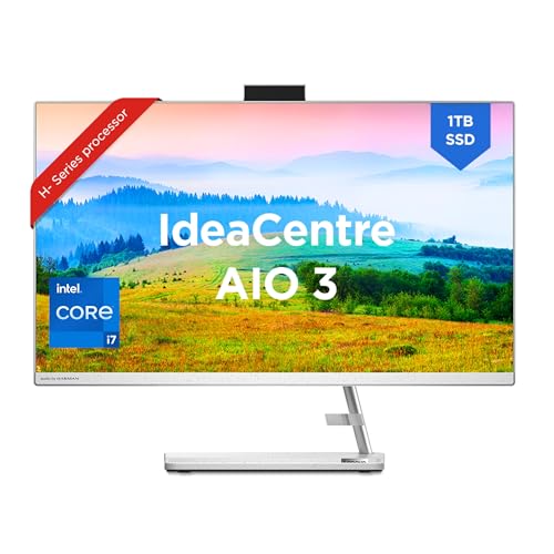Lenovo IdeaCentre AIO 3 Intel Core i7-13620H 27" FHD IPS 3-Side Edgeless All-in-One Desktop with Alexa Built-in (16GB/1 TB SSD/Win11/5.0 MP + IR Camera/Wireless Keyboard & Mouse), F0GJ00URIN