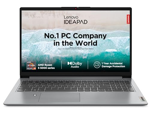 Lenovo IdeaPad 1 AMD Ryzen 5 5500U 15.6" HD Thin and Light Laptop (16GB/512GB SSD/Windows 11 Home/MS Office 2021/Cloud Grey/1.61Kg), 82R400ERIN