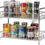 Lyrovo Countertop Organizer Organization, 2 Tier Moveable Corner Shelf for Kitchen, Bathroom, Spice Rack, Coffee Area, Over Sink, Dresser Table