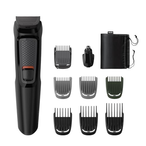 Philips All-in-One Trimmer for Men 9-in-1 Face, Nose and Body I Effortless Grooming at Home I Self Sharpening Stainless Steel Blades I No Oil Needed I 3 year warranty I 60 min runtime I MG3710/65