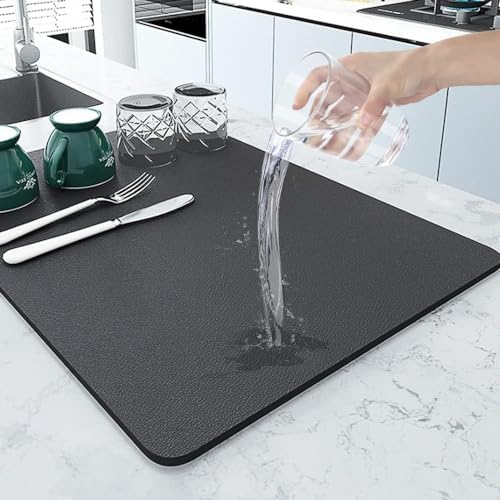 Place Mats-Dish Drying Mat for Kitchen |Dish Mat Pro Drying Kitchen Mat |Kitchen Mats for Utensils |Placemat for Dish Drying | Kitchen Mat for Wet Utensils |Water Absorbent Mats (Standard, 1)