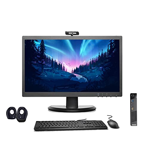 (Refurbished) Lenovo ThinkCentre M73 All-in-One Desktop Computer Set (Intel Core i3 4th Gen, 8 GB RAM, 256 GB SSD, 19" HD Monitor, Tiny CPU, KB & Mouse, HD Webcam, WiFi, Windows 10, MS Office)
