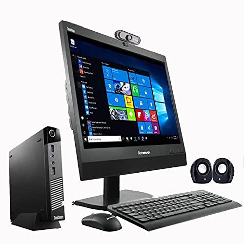 (Refurbished) Lenovo thinkcentre i5 Tiny PC Full Set M93p (Intel Core i5 4th Gen/8GB RAM/500GB HDD/19" LED Monitor) + Keyboard & Mouse/Wifi/Webcam with Mic/Dual Speaker/USB/Windows 10