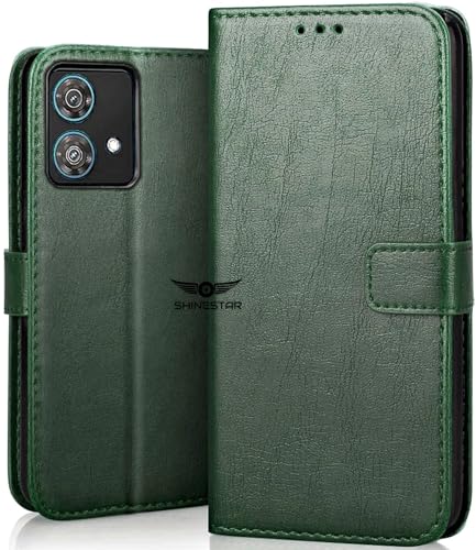 SHINESTAR Motorola Edge 40 Neo Flip Back Cover | PU Leather Flip Cover Wallet Case with TPU Silicone Case Back Cover for Motorola Edge 40 Neo - Unique Green