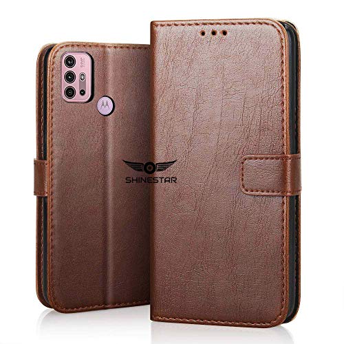 SHINESTAR Motorola Moto G30 / Moto G10 Power Flip Case Cover | PU Leather Flip Cover Wallet Case with TPU Silicone Case Back Cover for Motorola Moto G10 Power/Moto G30 - (Classic Brown)