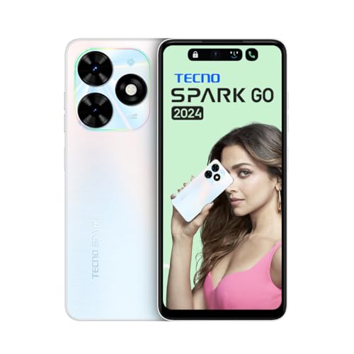 TECNO Spark GO 2024 (Mystery White,8GB* RAM, 64GB ROM)| Segment First 90Hz Dot-in Display with Dynamic Port & Dual Speakers with DTS| 5000mAh| 10W Type-C| Fingerprint Sensor| Octa-Core Processor