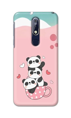 TweakyMod Designer Printed Hard Case | Pandas in Cup Back Cover Compatible with Nokia 7.1