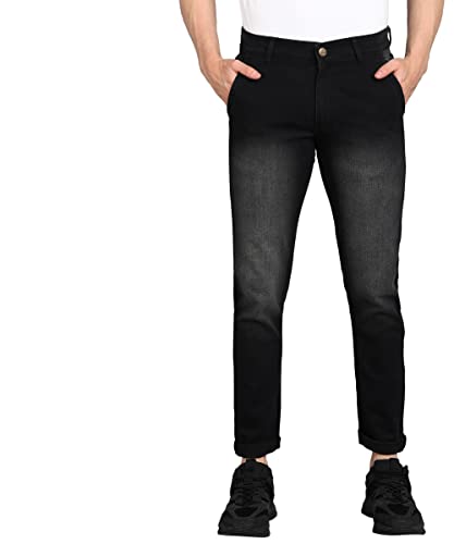 Urbano Fashion Men's Black Slim Fit Washed Jeans Stretchable