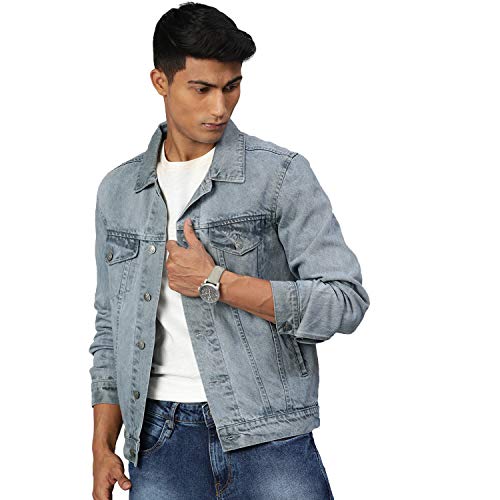 Urbano Fashion Men's Regular Fit Washed Full Sleeve Denim Jacket