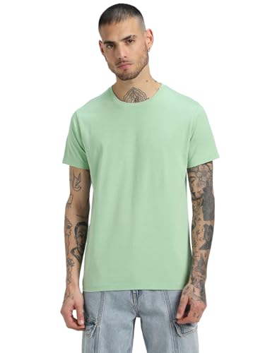 Veirdo® Regular Fit Half Sleeves Round Neck Solid Pure Cotton T-Shirt for Men (Available in White, Black, Swan White, Mustard, Maroon, Green, Lilac, Navy, Red Color)