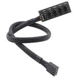 Verilux Pwm Fan Hub,Splitter Adapter Sleeved,15.7 Inch Pc Cpu Cooling 4Pin/3Pin Fan Power Extension Cable Hub,Pwm Case Fan Splitter For 12V Desktop Computer Case Fans 1 To 5 Splitter 5 Way, Black