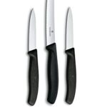 Victorinox Stainless Steel Kitchen Knife Set of 3, "Swiss Classic" - 11 cm Serrated Edge, 8 cm Straight Edge and 8 cm Serrated Edge Knives for Professional and Household Kitchen, Black, Swiss Made