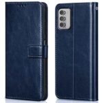 WOW IMAGINE Shock Proof Flip Cover Back Case Cover for Nokia G42 5G (Flexible | Leather Finish | Card Pockets Wallet & Stand | Blue)