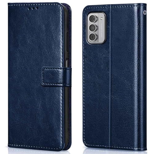 WOW IMAGINE Shock Proof Flip Cover Back Case Cover for Nokia G42 5G (Flexible | Leather Finish | Card Pockets Wallet & Stand | Blue)