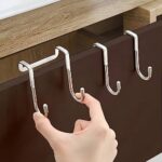 Zureni Over The Door Hooks Heavy Duty Metal Double S-Shaped Detachable Hanger for Kitchen Closet Bathroom Towel Drawer Cabinet - (2 Pcs, Silver)