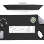 Aropana Vegan Leather Desk Mat, Mouse Pad Large, Computer Table Mat, Reversible Extended Laptop Pad for Desk, Dual Side Waterproof Edge-Stitched (31.5"x 15.7"inch, Black/Grey)