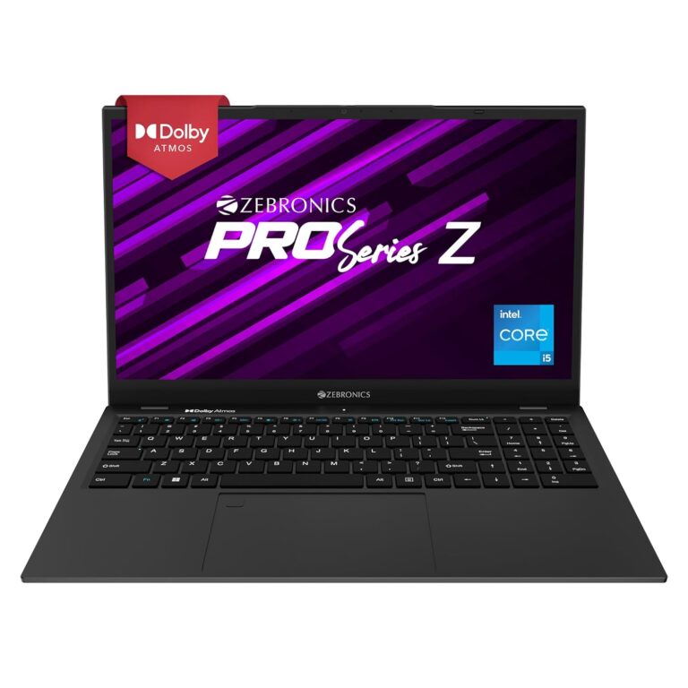 ZEBRONICS PRO Series Z NBC 4S, Intel Core 12th Gen i5 Processor 8GB RAM & 512GB SSD Laptop, 15.6 Inch (39.6CM), IPS 180° Display, Dolby Atmos, 38.5Wh Large Battery, Windows 11, Space Grey, 1.76 Kg