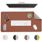Aropana Vegan Leather Desk Mat, Mouse Pad Large, Computer Table Mat, Reversible Extended Laptop Pad for Desk, Dual Side Waterproof Edge-Stitched (36"x17"inch, Brown/Grey)
