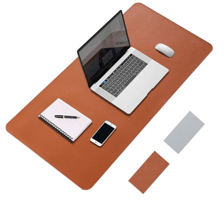 SYGA Desk Pad Protector Waterproof PU Desk Mat Blotters on Desktop Laptop Computer Gaming Keyboard Mouse Pad Non-Slip Desk Writing Mat Cover for Office & Home 90CM * 45CM Brown & Silver