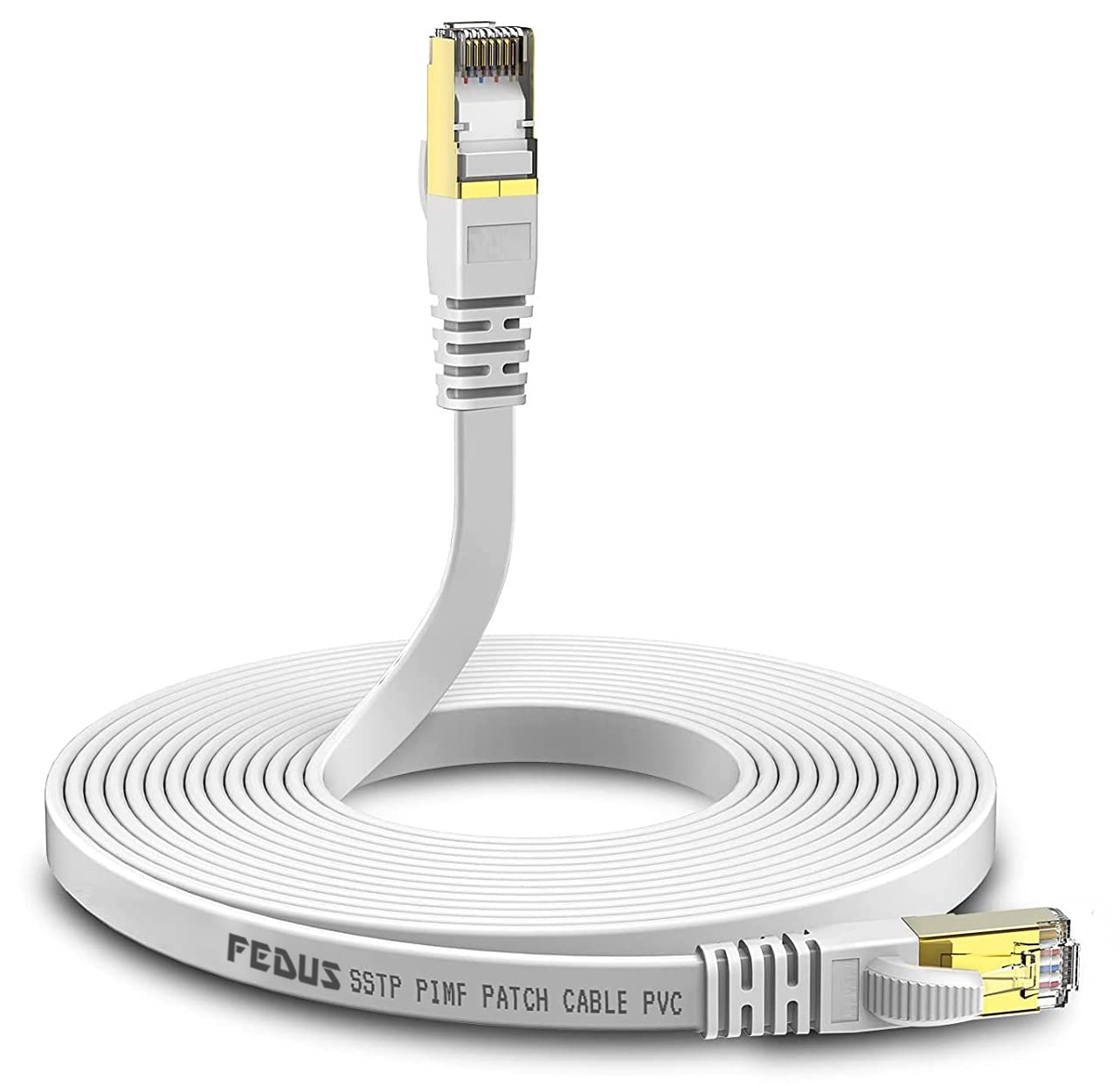 FEDUS Cat7 Ethernet Cable, Pure Copper Flat RJ45 LAN Cable Cable 10 Gigabit 600MHZ Patch Network Cable Internet Cable RJ45 Wire Cord to Computer for Gaming, Modem, Router, LAN ADSL (1-METER.)