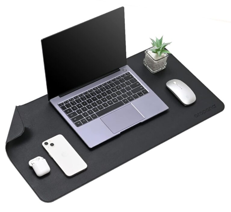Aropana Vegan Leather Desk Mat, Mouse Pad Large, Computer Table Mat, Reversible Extended Laptop Pad for Desk, Dual Side Waterproof Edge-Stitched (36"x17"inch, Black/Black)