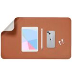 Aropana Vegan Leather Desk Mat, Mouse Pad Large, Computer Table Mat, Reversible Extended Laptop Pad for Desk, Dual Side Waterproof Edge-Stitched (23.6"x13.8"inch, Brown/Grey)