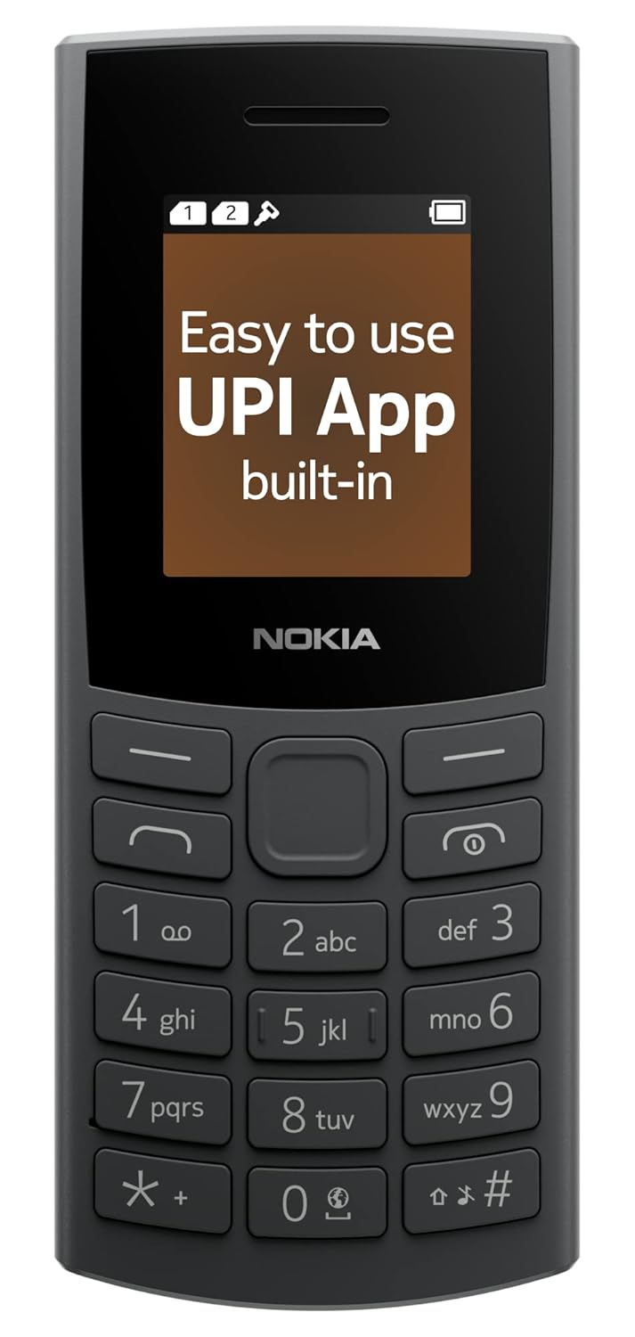 (Refurbished) Nokia 106 4G Keypad Phone with 4G, Built-in UPI Payments App, Long-Lasting Battery, Wireless FM Radio & MP3 Player, and MicroSD Card Slot | Charcoal