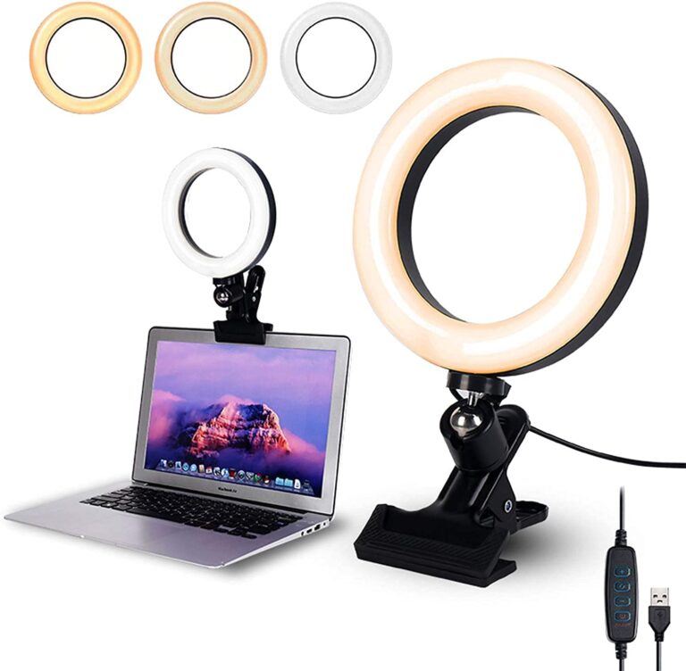 AMBLIC Video Conference 6.2'' LED Ring Light Clip Clamp for Computer, Laptop Video Conference, Online Classes Circle Lights for Video Recording, Zoom Meeting Calls, Live Stream, Makeup