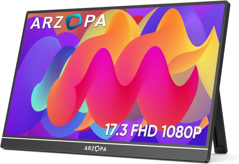 ARZOPA Portable Monitor 17.3 Inch, 1080P FHD HDR IPS Kickstand Laptop Computer Monitor HDMI USB C External Screen for PC Mac Phone Xbox Switch PS5 -A1M