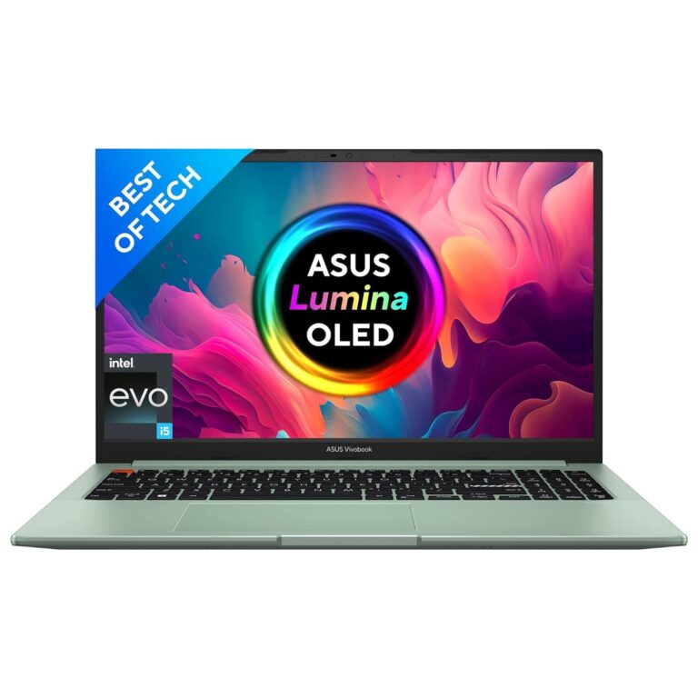 ASUS Vivobook S15 OLED (2022) 15.6" (39.62 cms) FHD OLED, Intel Core i5-12500H 12th Gen, Thin and Light Laptop (16GB/512GB SSD/Iris Xe Graphics/Windows 11/Office 2021/Green/1.8 kg) K3502ZA-L503WS