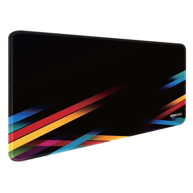 Amazon Basics Extended Gaming Mouse Pad for Computer Laptop| Stitched Embroidery Edges| Non-Slip Rubber Base | Keyboard Mouse Pad for Office & Home (795mm x 298mm x 3.45mm) - Multicolored Stripes