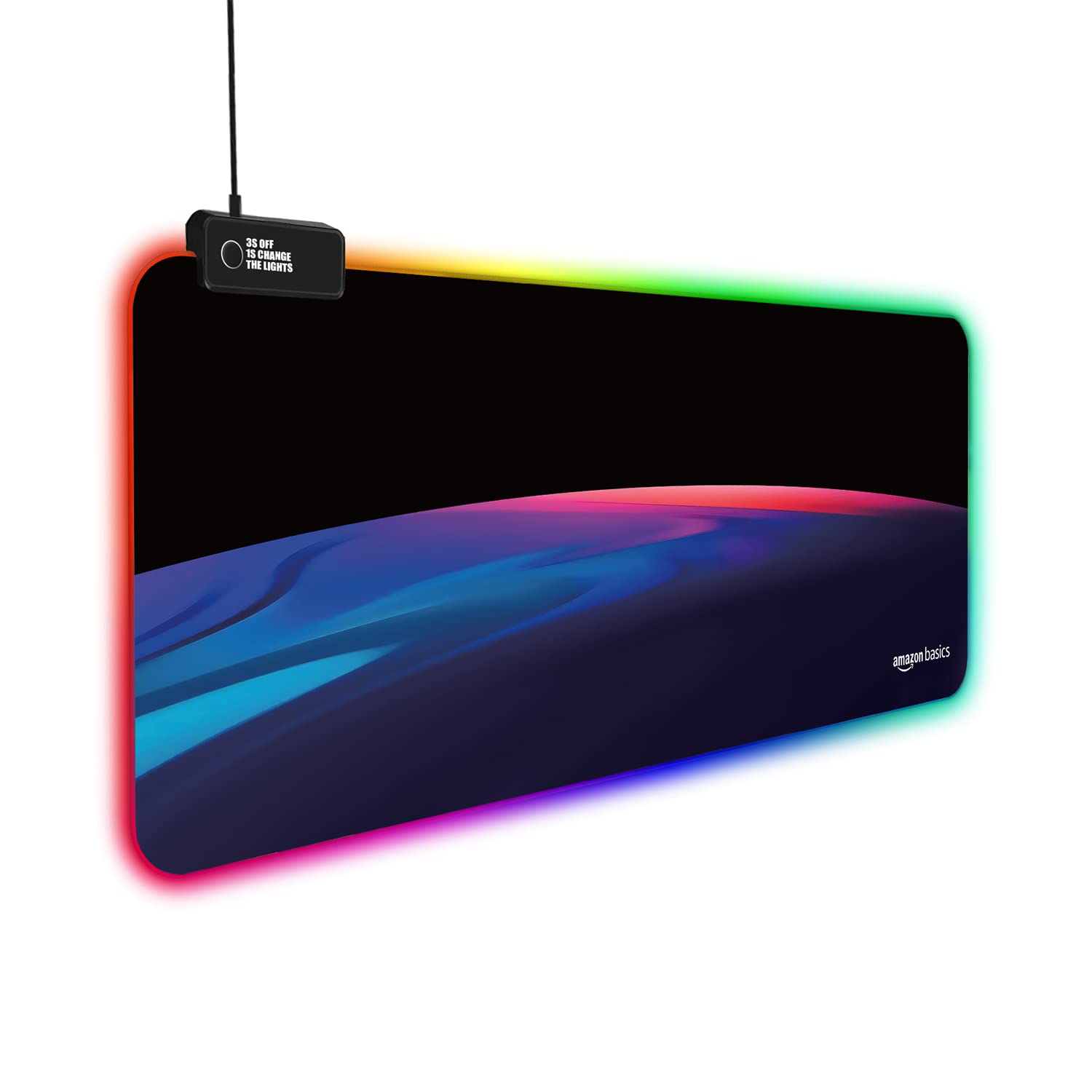 Amazon Basics RGB Light Gaming Mouse Pad Desk Mat for Computer Laptop | Stitched Embroidery Edges | Non-Slip Rubber Base | Extended Keyboard Mouse Pad for Office & Home (795mm x 298mm x 3.45mm)