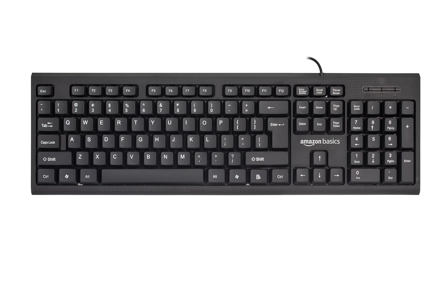 Amazon Basics Wired Multimedia Keyboard with 107 Keys, USB 2.0 Interface, for Gaming Pc, Computer, Laptop, Mac