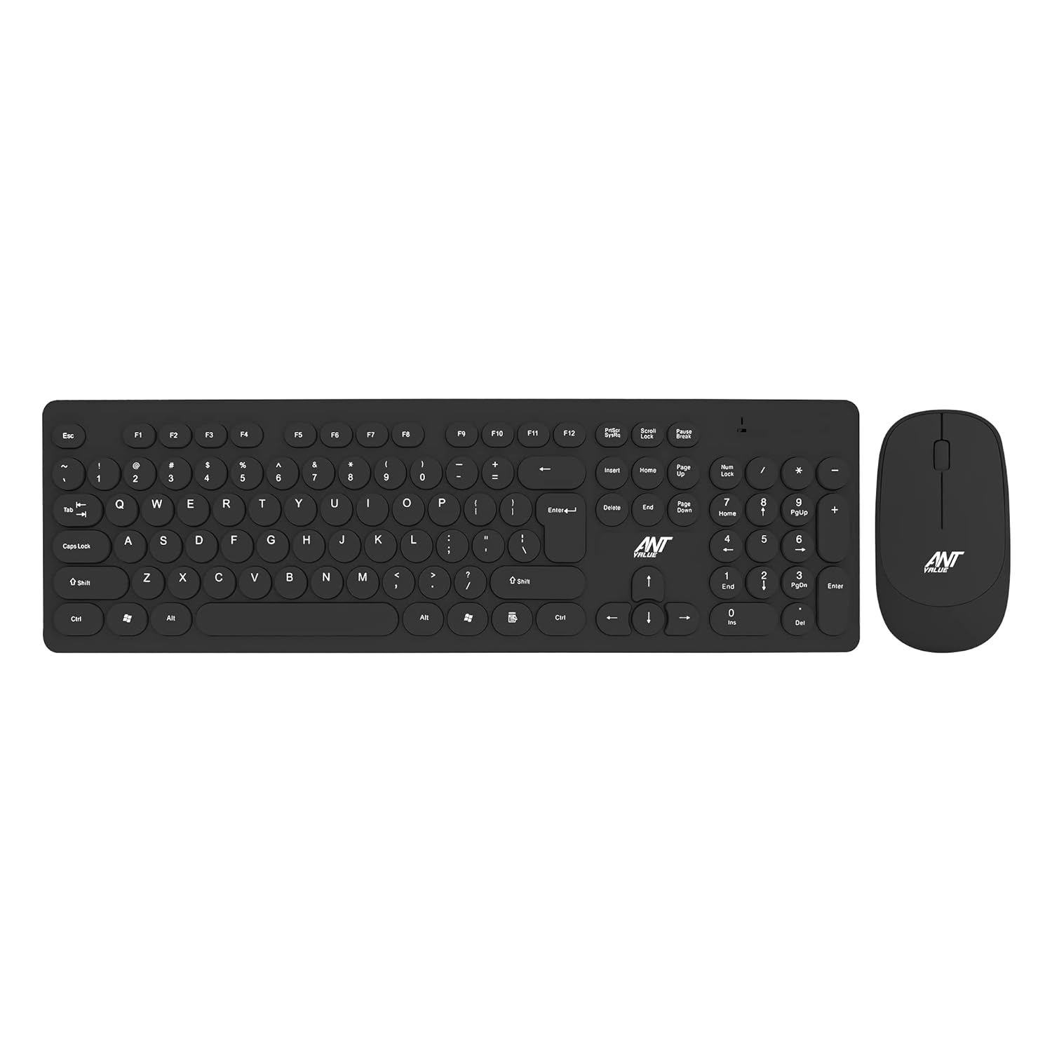 Ant Value FKBRI05 Wireless Keyboard Mouse Combo - 2.4Ghz Aesthetic Quiet Keyboard and Mouse Wireless - 110 Keys Full Size Ultra-Thin Keyboard for Laptop, Computer, PC, Notebook, Windows, Mac OS -Black