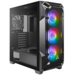 Antec DF600 Flux Mid-Tower ATX Computer Cabinet/Gaming Case | Built in Fan Controller | 4 mm Tempered Glass Side Panel with 3 x 120mm ARGB Fans + 2 x 120 mm Black Fans