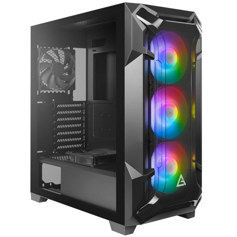Antec DF600 Flux Mid-Tower ATX Computer Cabinet/Gaming Case | Built in Fan Controller | 4 mm Tempered Glass Side Panel with 3 x 120mm ARGB Fans + 2 x 120 mm Black Fans