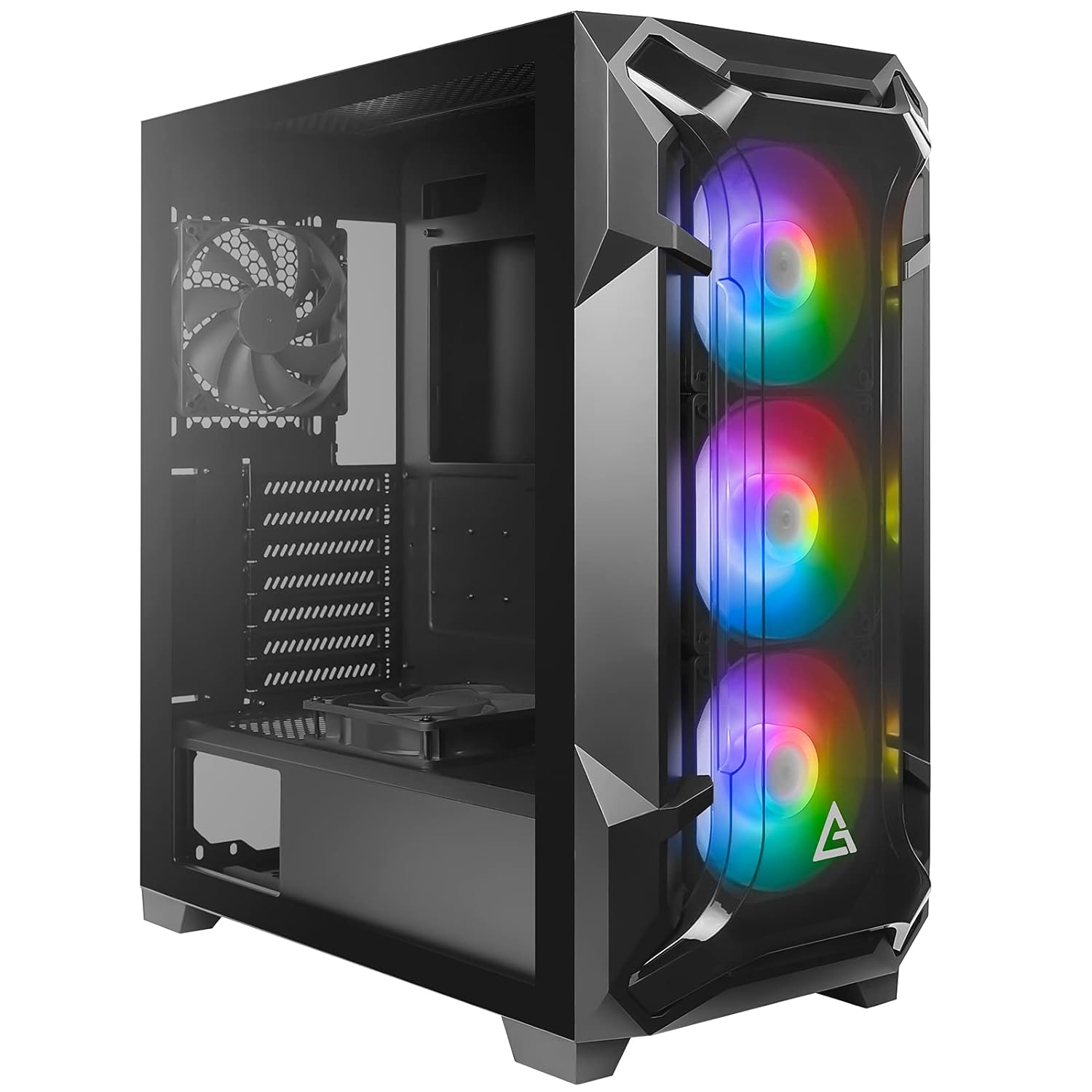 Antec DF600 Flux Mid-Tower ATX Computer Cabinet/Gaming Case | Built in Fan Controller | 4 mm Tempered Glass Side Panel with 3 x 120mm ARGB Fans + 2 x 120 mm Black Fans