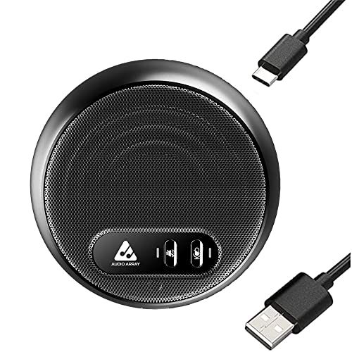 Audio Array AM-C10 USB Plug & Play Conference Microphone & Speaker | Omni Directional Pickup Upto 4M | Speaker and Mic Mute Buttons | Volume Control & Mute Button| Ideal for Meeting & Video Call