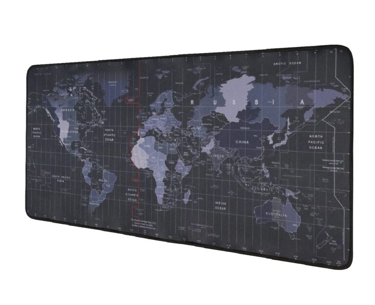 Blase® Flight of Fashion Large Extended Mouse Pad XXL with Non-Slip Rubber Base, Stitched Edge Mouse Mat for Laptop, Computer & Desk - 60 x 30 x 0.2 cm (World Map Mouse Pad)