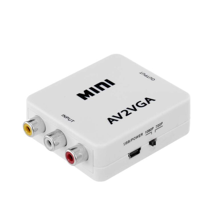 CARE CASE® AV to VGA Adapter 1080P HD Mini VGA Converter, RCA to VGA HD Video Converter with 3.5mm Audio Jack for PC/Laptops/STB/Computer (White)