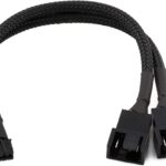 DAHSHA 13cm 4 Pin to 1 x 4 Pin & 1 x 3 Pin Computer Case Fan Y-Splitter Power Connector Adapter Cable PWM splitter cable Black