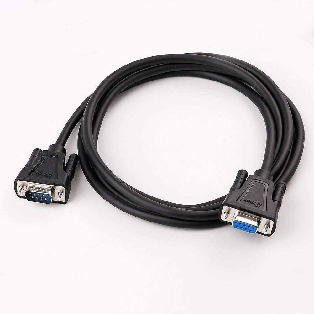 DTech 5ft RS232 Serial Cable Male to Female 9 Pin Straight Through for Monitor, Modem, Personal Computer, Laptop, Printer, Scanner (1.5m, Black)