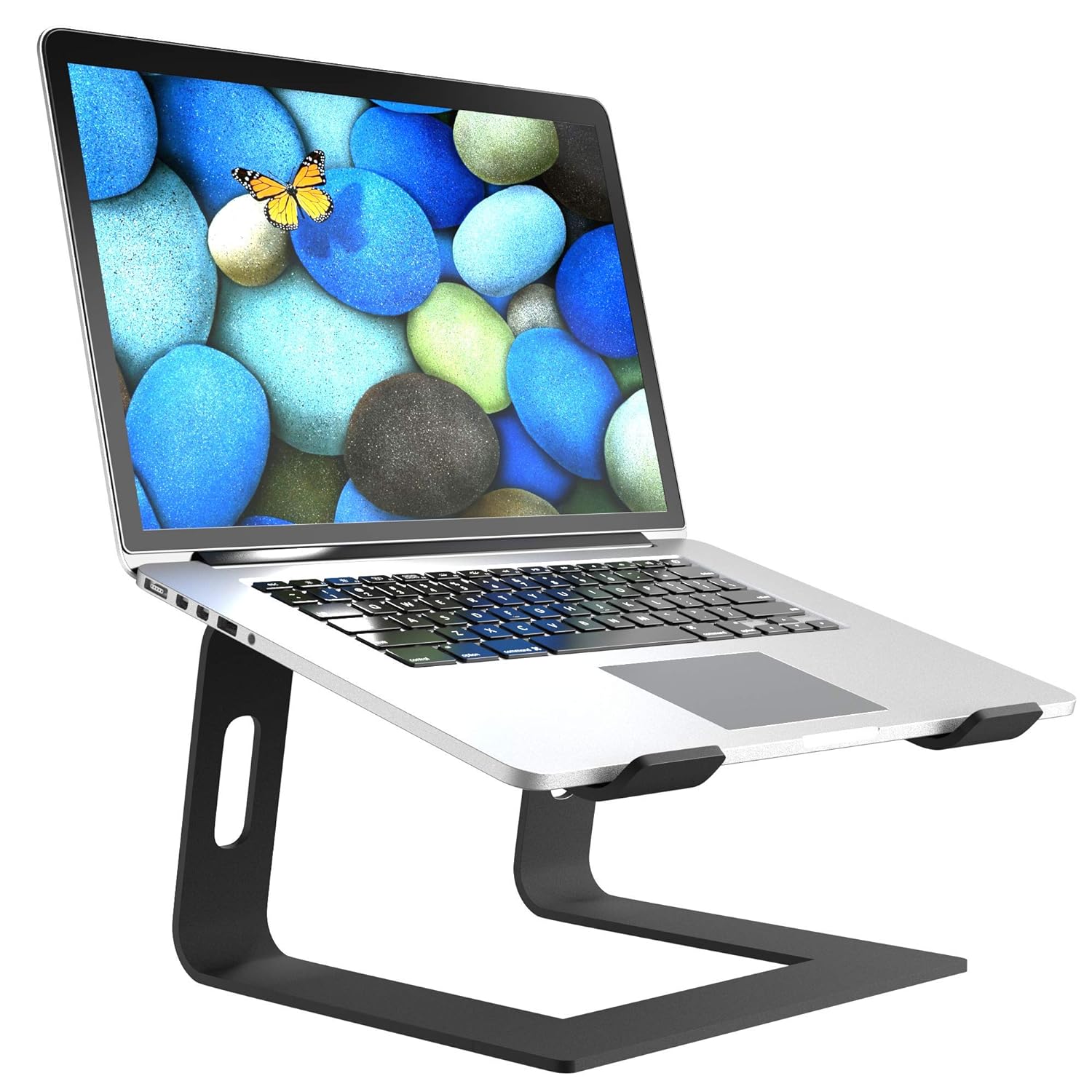 ELV Direct Ergonomic Aluminum Ventilated Overheat Protection Detachable Computer Laptop Tabletop Mount Stand Riser (Black, 3PC-Lap-BLK)