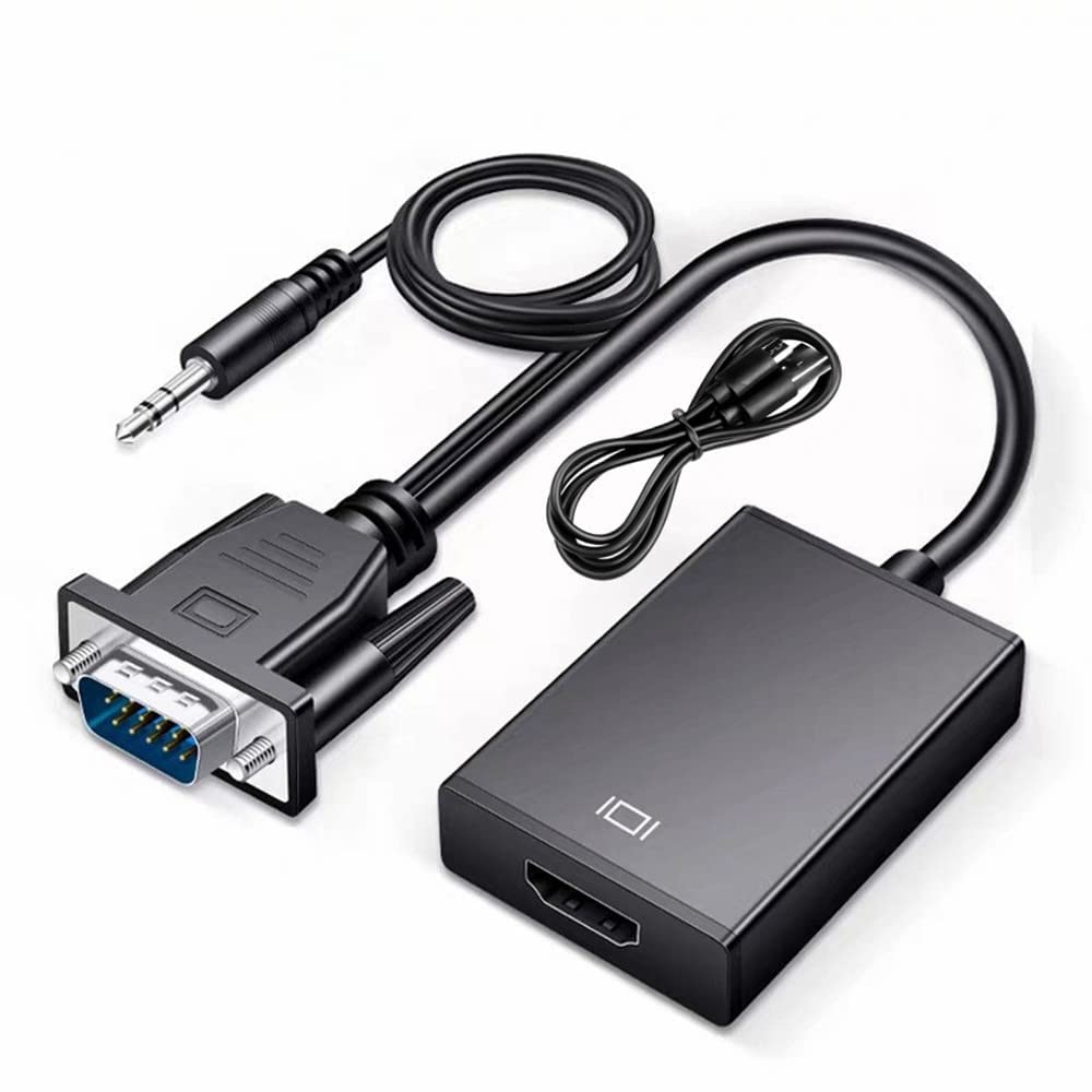 ETZIN VGA to HDMI, 1080P VGA to HDMI Adapter for Computer, Desktop, Laptop, PC, Monitor, Projector, HDTV with Audio Cable and USB Cable